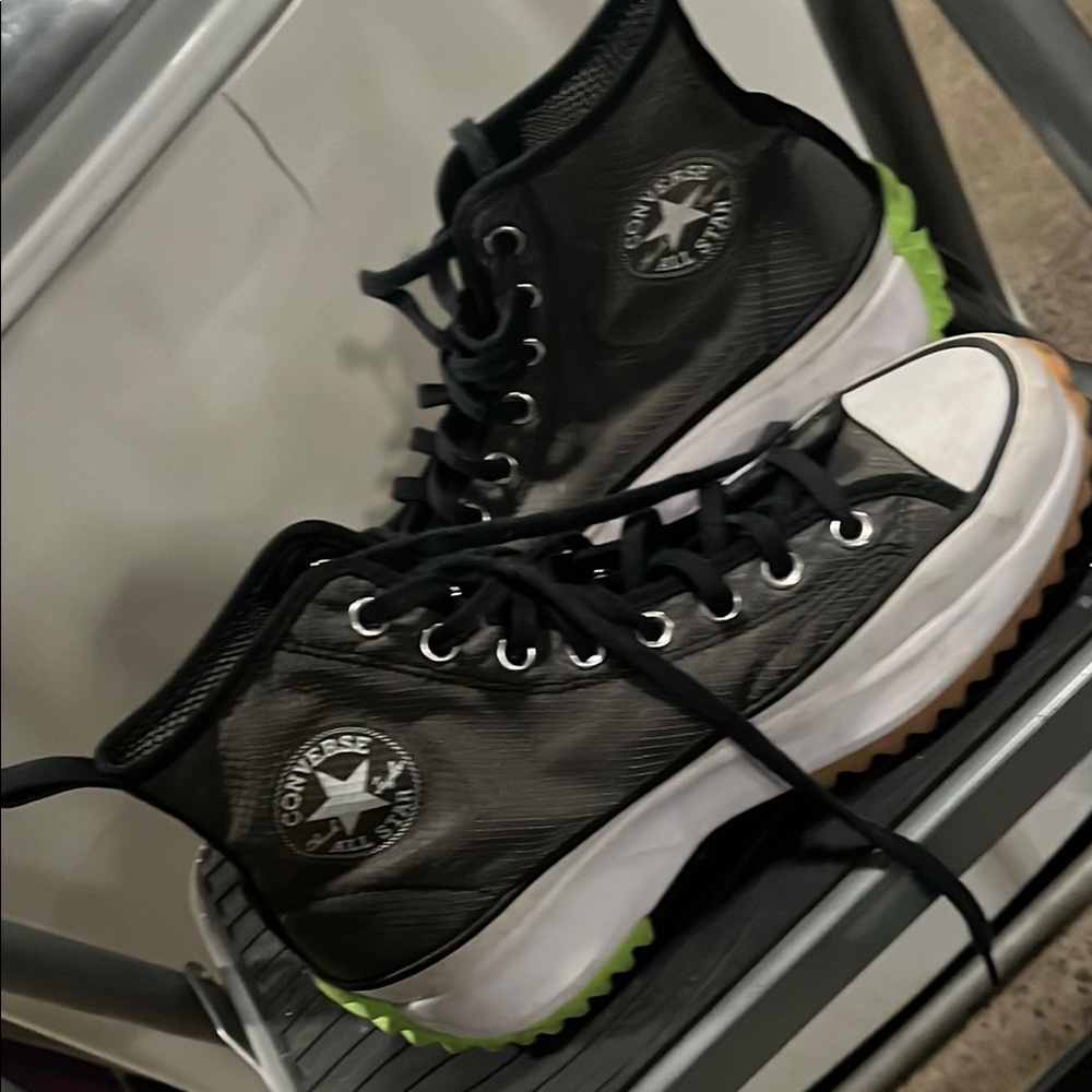 Converse Black and Gray Platform Sneakers with High-Top Design